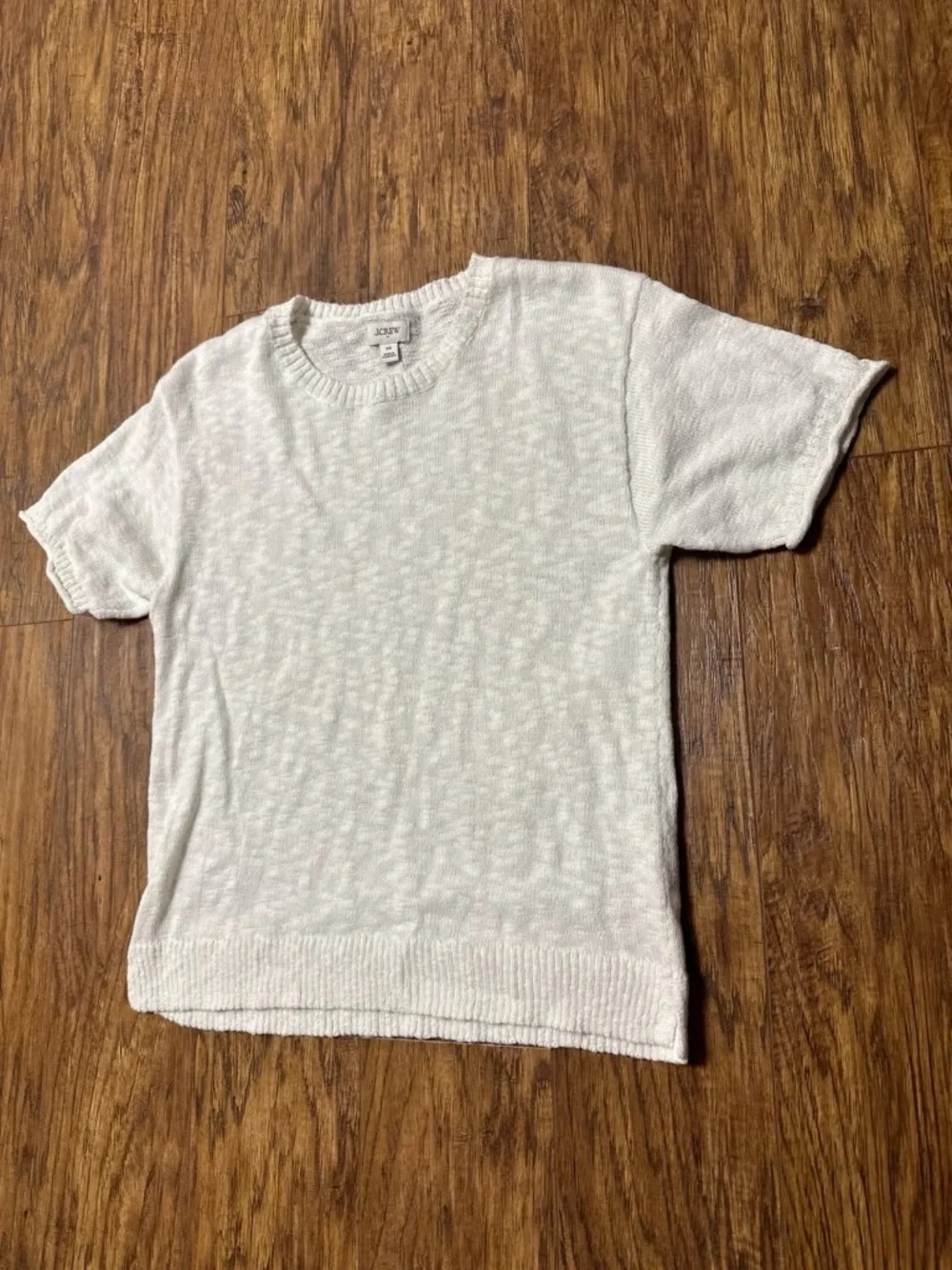 J.Crew White Knit Short Sleeve Crewneck Sweater Size XS
